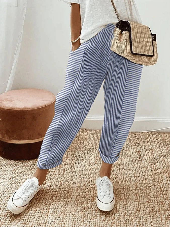 Judith | Striped Cotton Pants