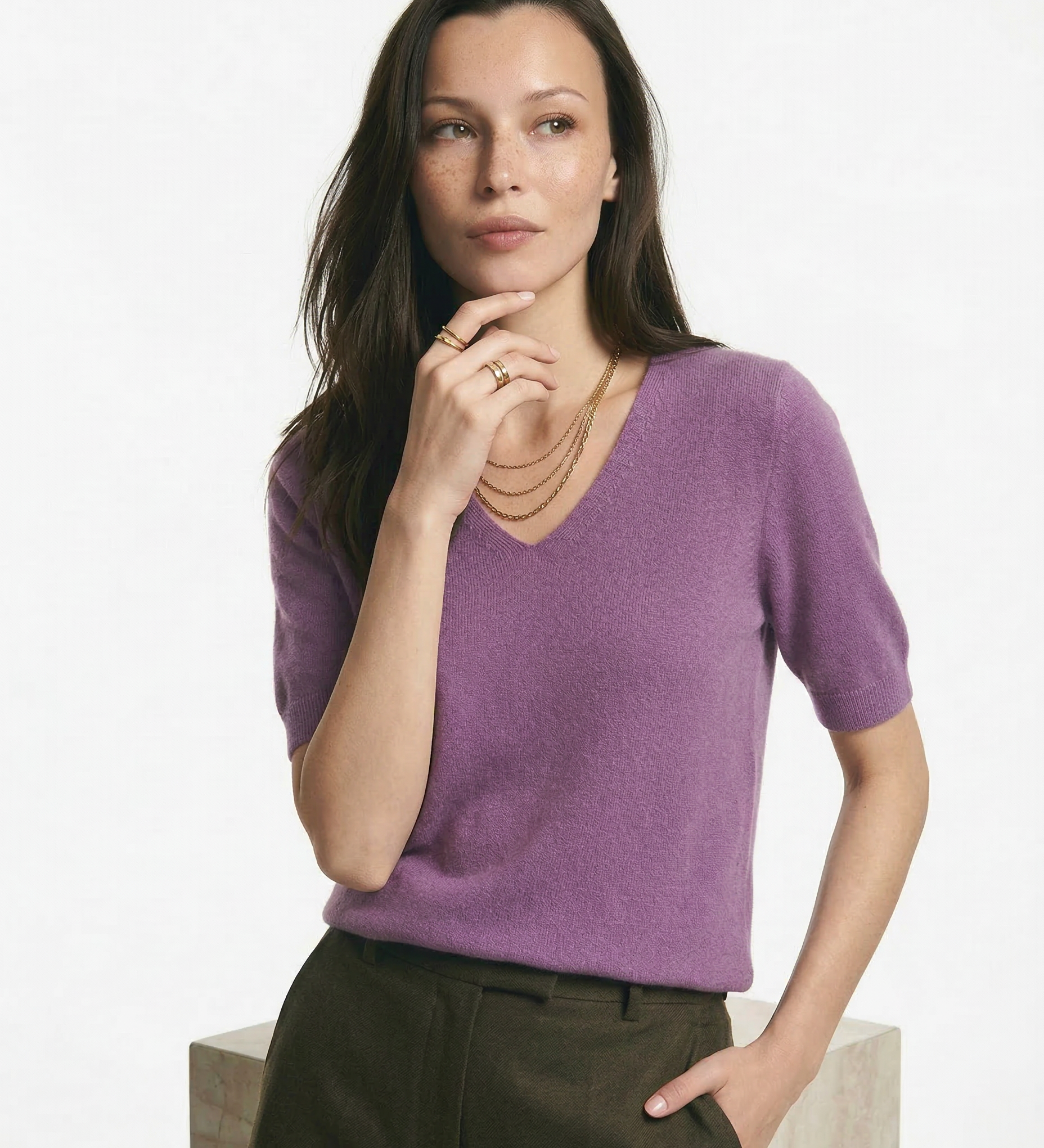 Elysian Knitted Top with V-neck