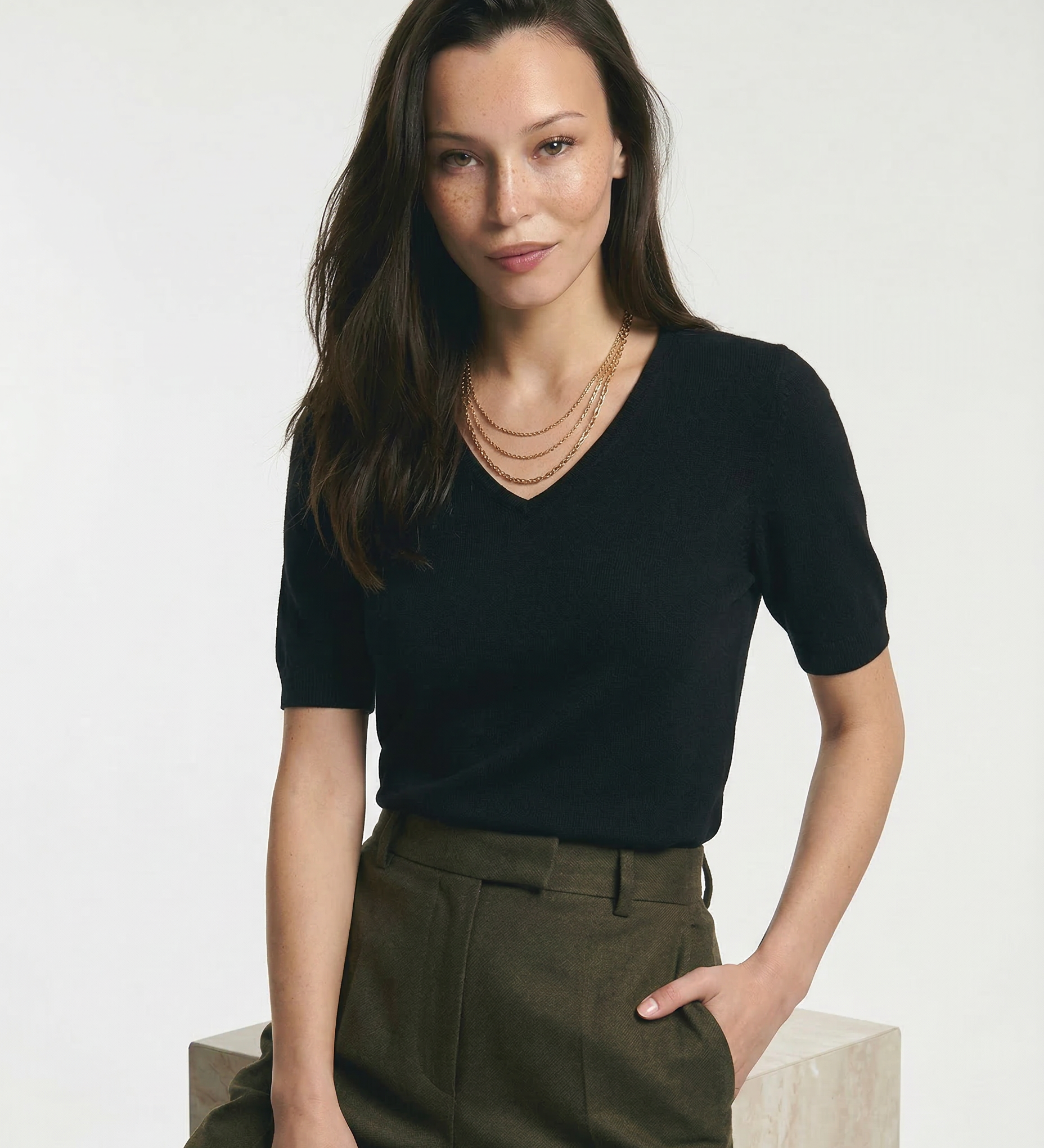 Elysian Knitted Top with V-neck