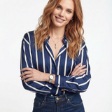 Silk Fabric Striped Blouse