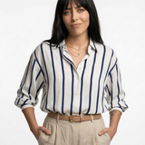 Silk Fabric Striped Blouse