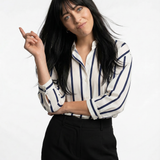 Silk Fabric Striped Blouse