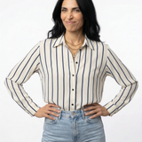 European Striped Shirt with Buttons