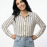 European Striped Shirt with Buttons