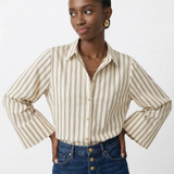 European Striped Shirt with Buttons