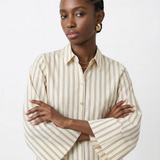 European Striped Shirt with Buttons