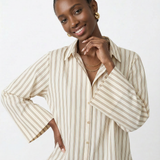 European Striped Shirt with Buttons