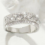Ring in White Gold with Double Row of Zirconia