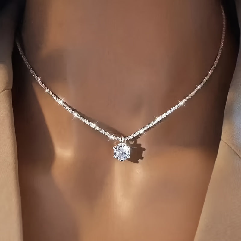 Athanasia Necklace with Zirconia in White Gold