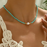 Minimalist Necklace in Turquoise and Beads