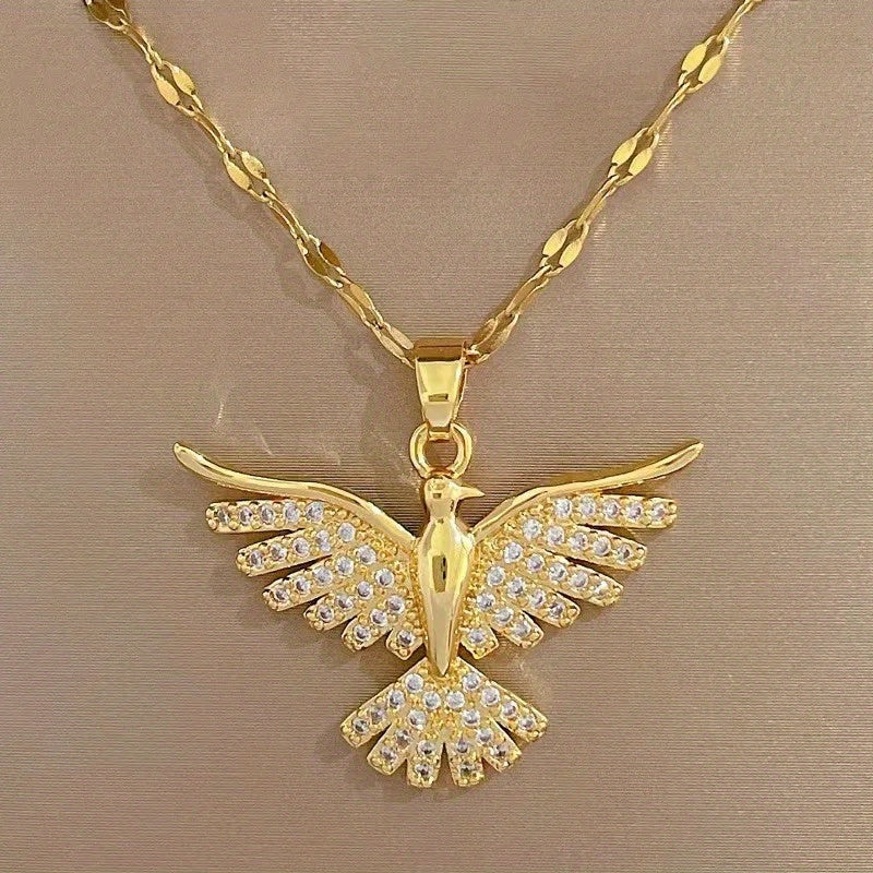 Phoenix Necklace in White Gold with Zircon