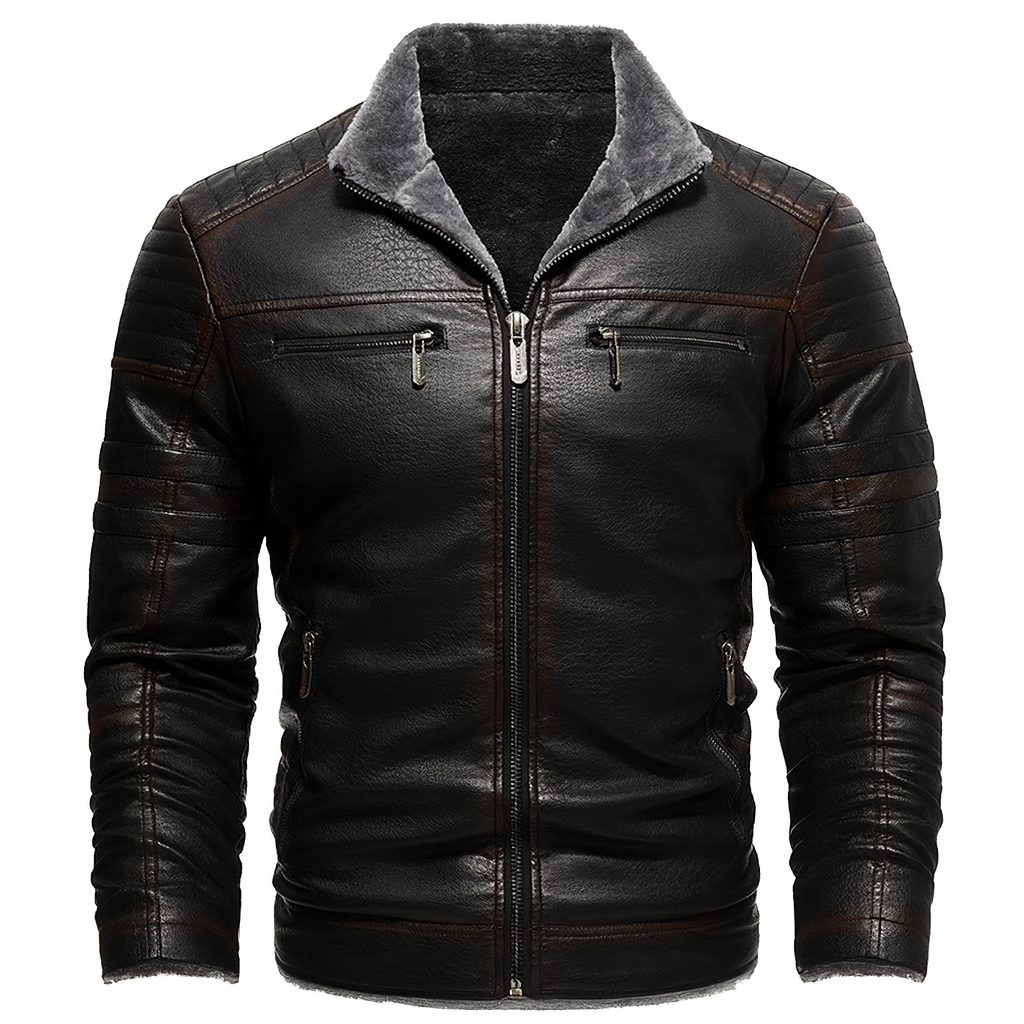 Danoir Paris™ | Warm Double Winter Jacket – Men's Synthetic Leather