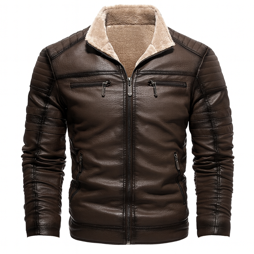 Danoir Paris™ | Warm Double Winter Jacket – Men's Synthetic Leather