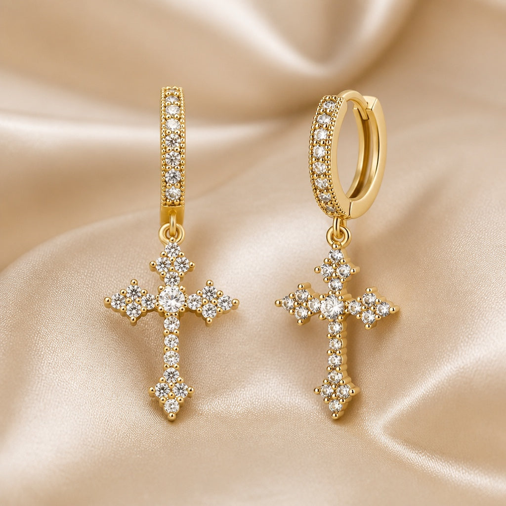 White Gold Earrings with Embedded Zirconia