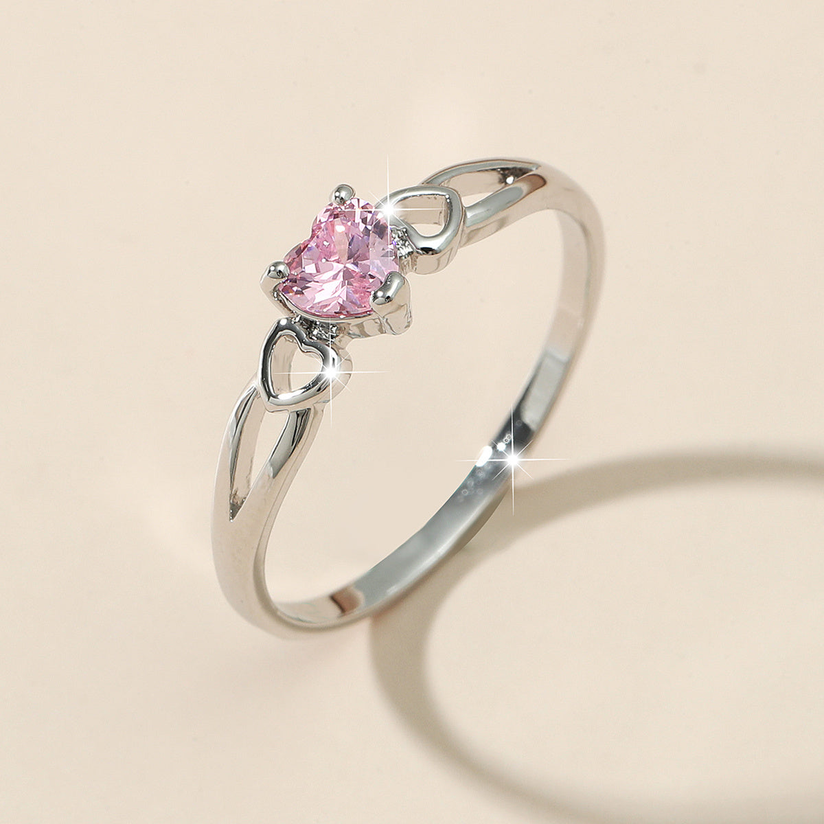 Rosalie: Heart-Shaped White Gold Ring with Zirconia