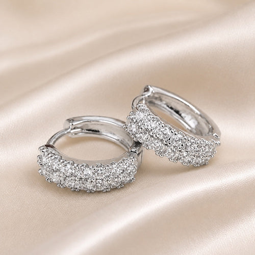 Vintage Circle Earrings in White Gold with Micro Zirconia