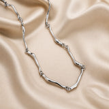 White Gold Necklace with Wave Mesh Design
