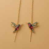Hummingbird Enamel and Zirconia Earrings