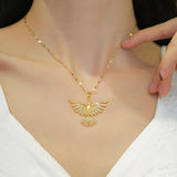 Phoenix Necklace in White Gold with Zircon