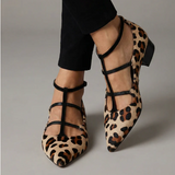 Franka | Heeled Shoes with Leopard Print Strap