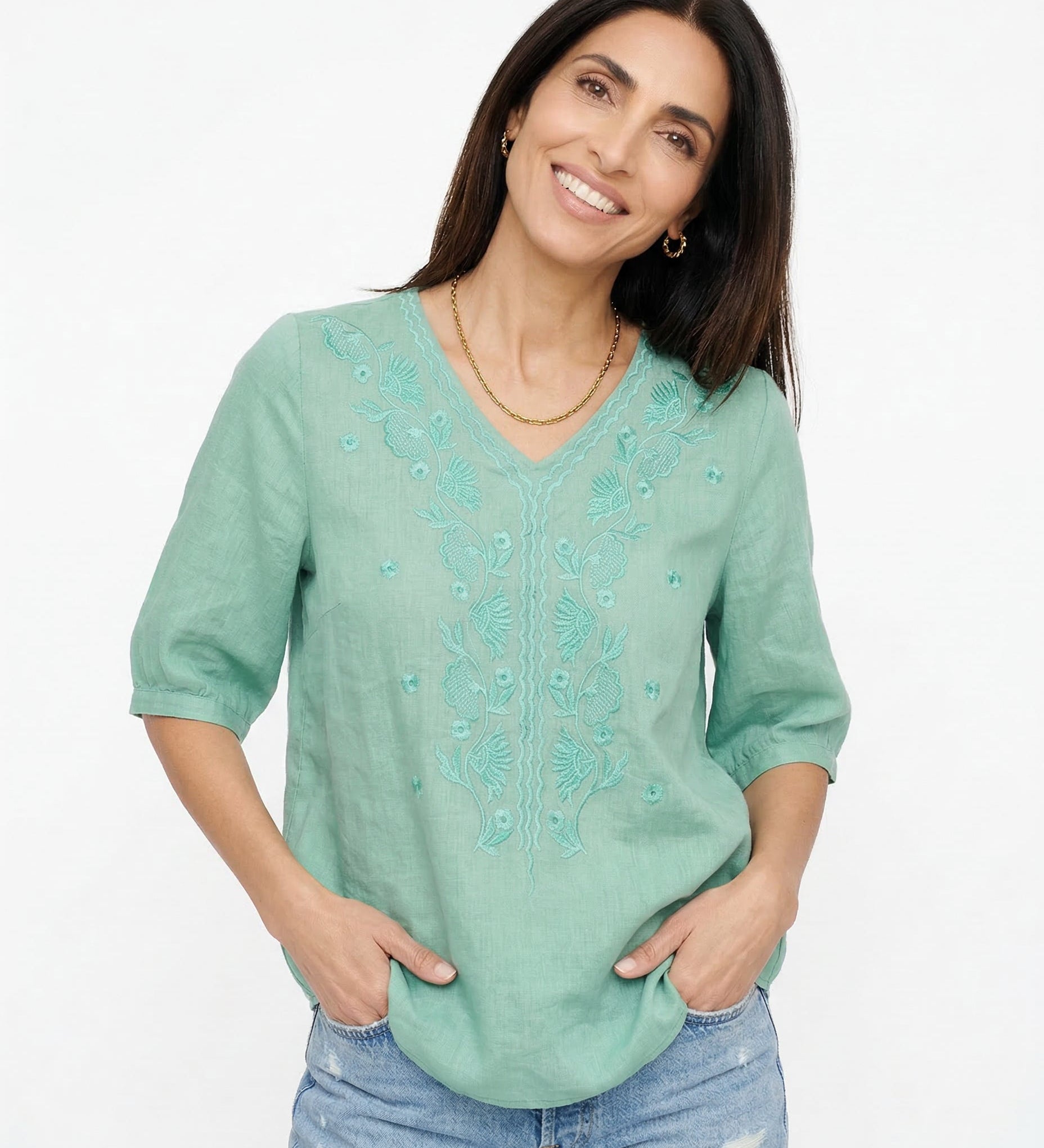 Eloria V-neck Cotton Blouse