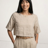Boxy Linen Crop Top