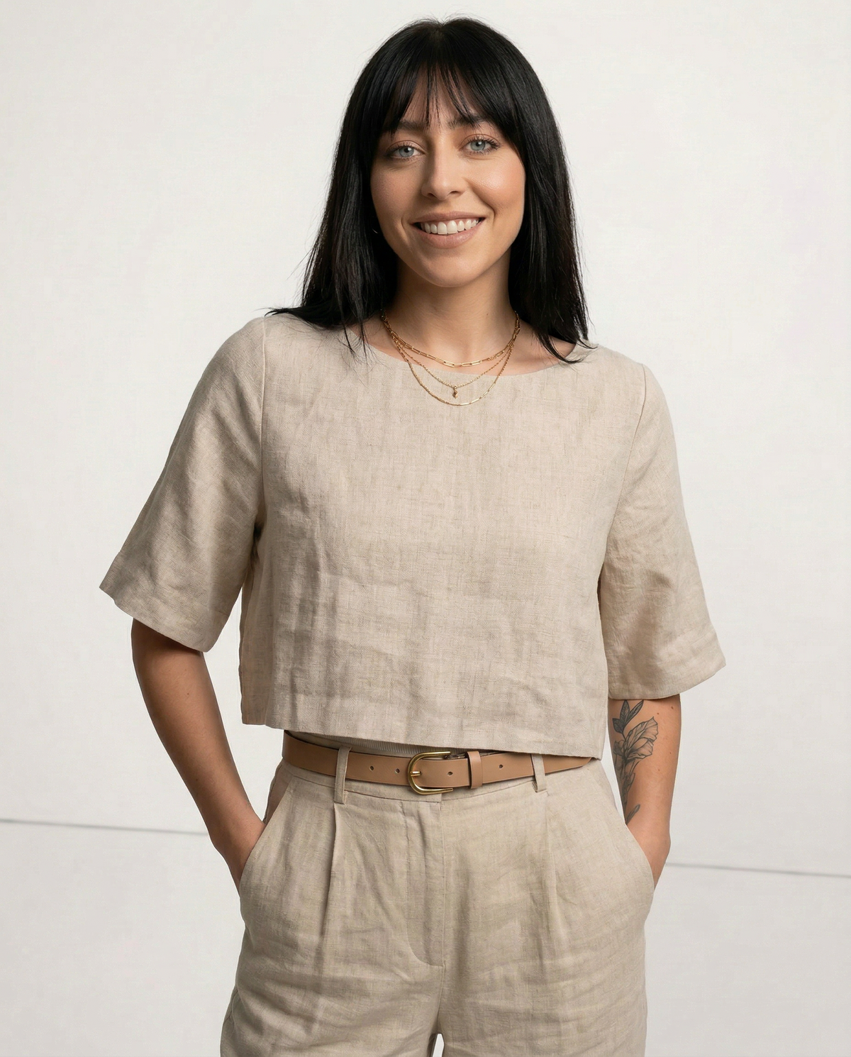 Boxy Linen Crop Top
