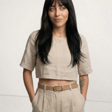 Boxy Linen Crop Top