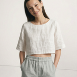 Boxy Linen Crop Top