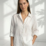 Linen Shirt with Open Collar