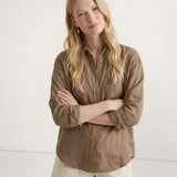 Linen Shirt with Open Collar