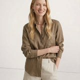 Linen Shirt with Open Collar