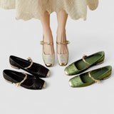 Mestelle – Leather Mary Jane Shoes with Pearls