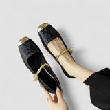 Mestelle – Leather Mary Jane Shoes with Pearls