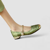 Mestelle – Leather Mary Jane Shoes with Pearls
