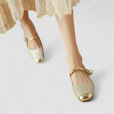 Mestelle – Leather Mary Jane Shoes with Pearls