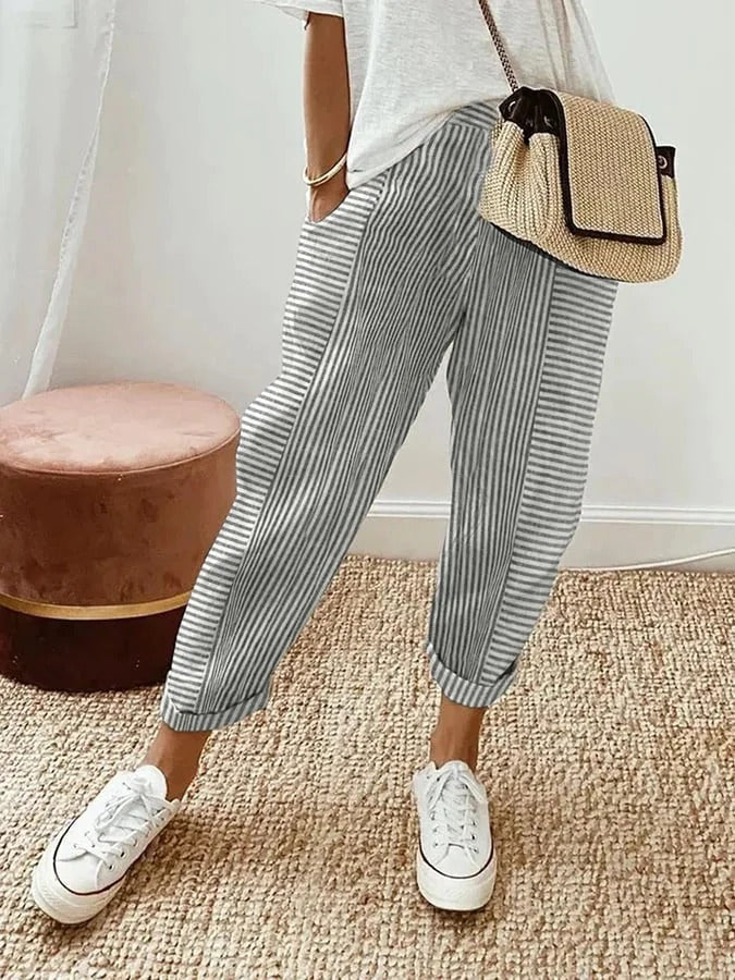 Judith | Striped Cotton Pants