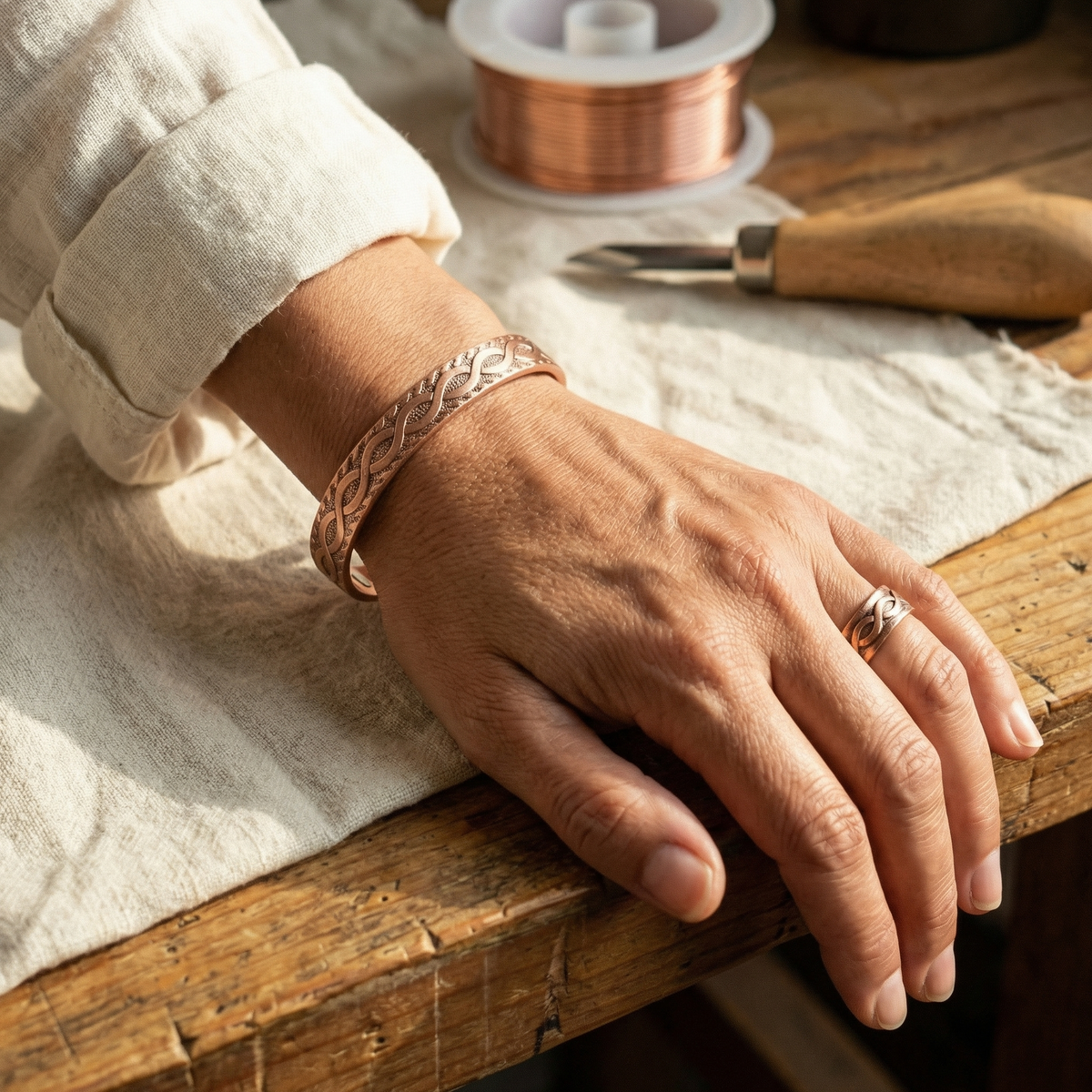Calista Santorini Knot Design Copper Jewellery Set