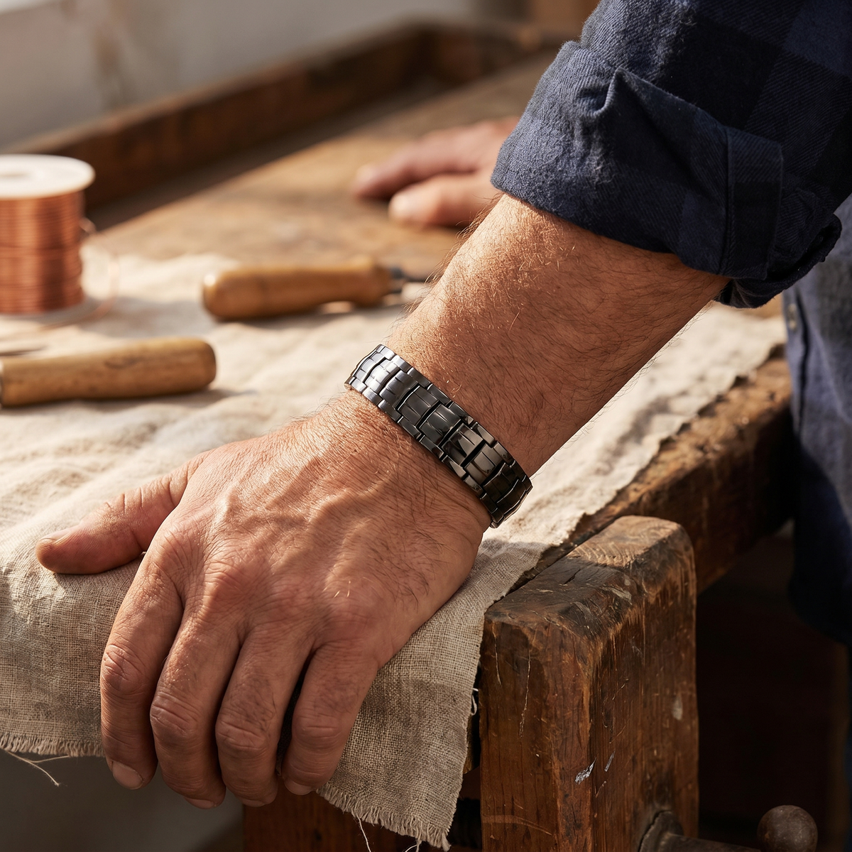 Calista Santorini Brown Men's Bracelet Made of Copper