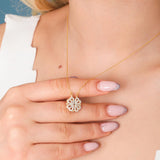 Gold Clover Necklace with Hanging Heart made of Zircon