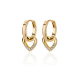 Dangling Heart-Shaped Earrings in Zirconia