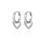 Dangling Heart-Shaped Earrings in Zirconia