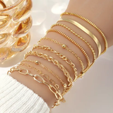 Stacking Gold Bracelet Pearl Set