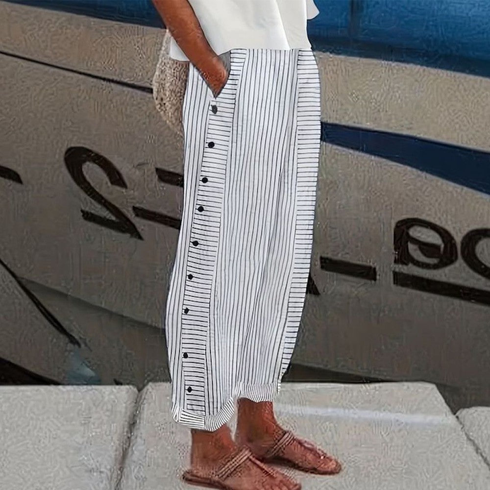 Jane | Striped Cotton Trousers