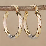 Vintage Round Earrings in Gold, Silver and Pink