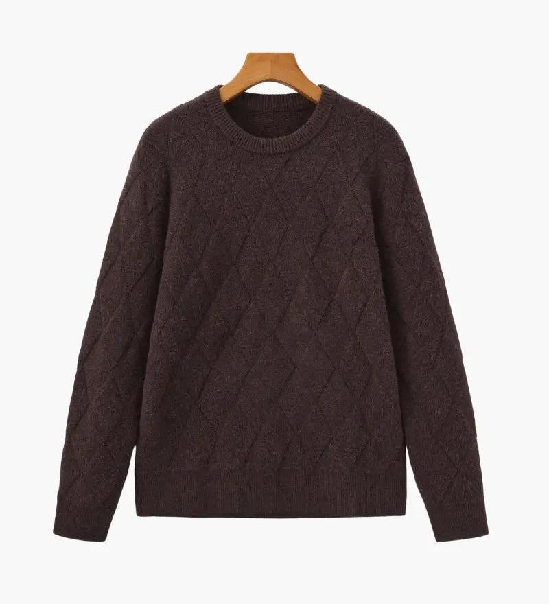 Round Neck Diamond Knit Sweater