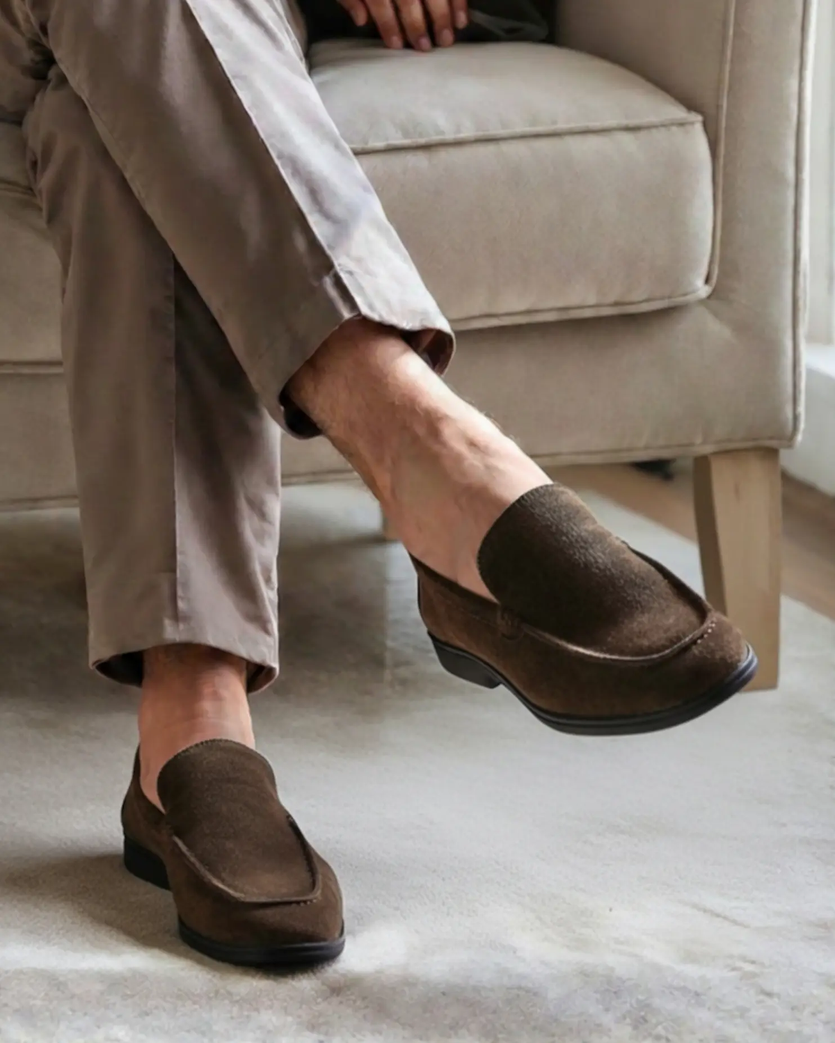 Quality Suede Moccasins - Black Soles