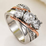 Sculpted Zirconium Ring in Gold & Silver