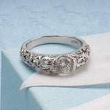 Noble Silver Zircon Ring