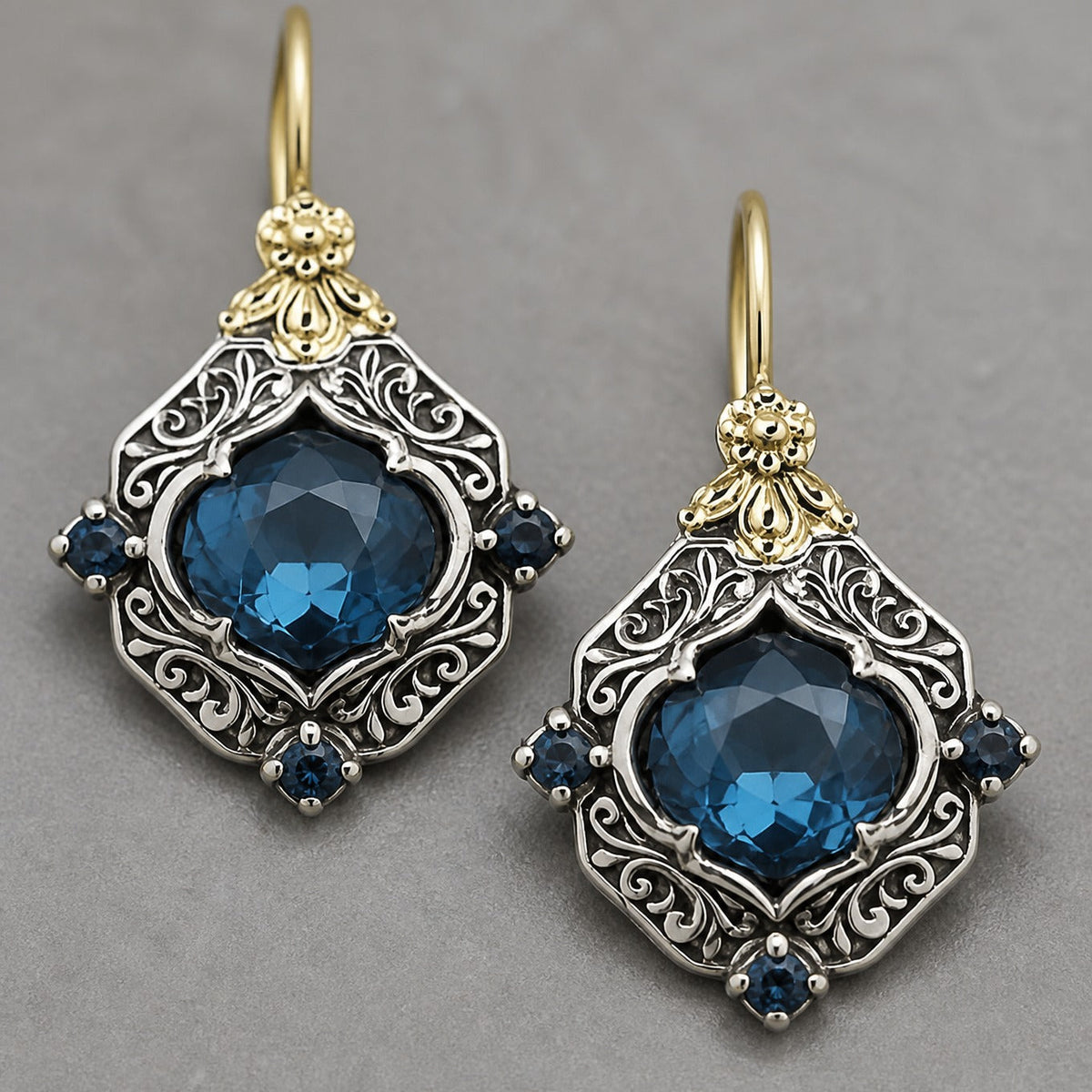 Blue Crystal Drops Earrings